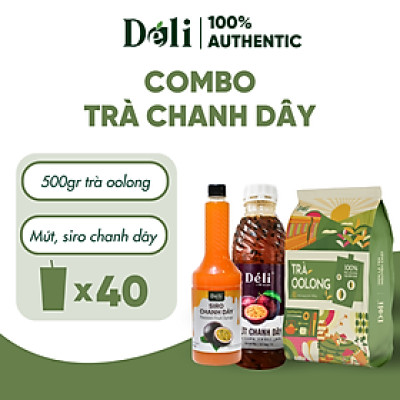 Trà Olong Déli 500gr+ Mứt chanh dây Déli 1lit+ Siro chanh dây Déli 1lit [COMBO nguyên liệu pha chế 40ly trà chanh dây] HSD: 12 tháng, chuyên dùng cho các quán