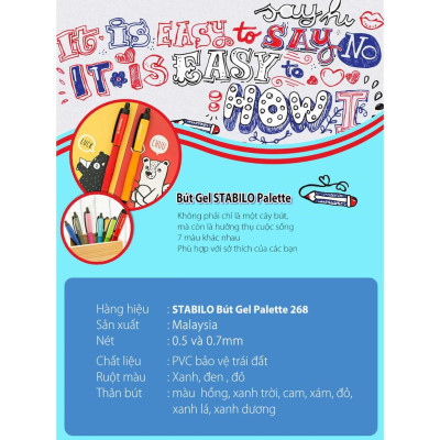 Hộp 10 Bút bi gel STABILO Palette 268 XF 0.5mm (GP268XF/10) - Đỏ