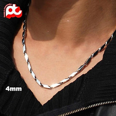 Dây chuyền cao cấp đẹp nam titanthép không gỉ hỏa tiển trangsucpt kích cỡ 4mm màu trắng PTDCNA14