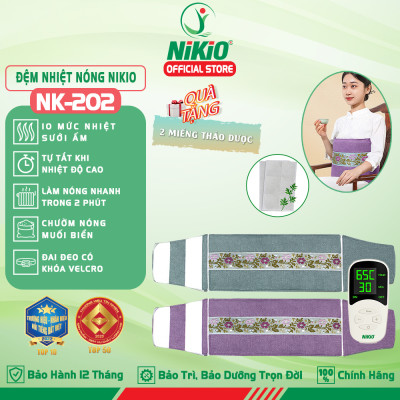 Đệm nhiệt nóng sưởi ấm toàn thân Nikio NK-202 - Dòng cao cấp có khóa dán
