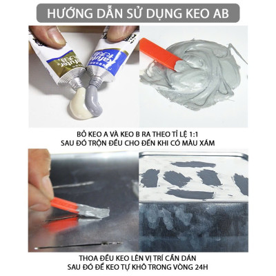 Bộ 2 Lọ Keo AB 100g Dán Sắt Kim Loại Đa Năng Siêu Dính, Chịu Lực Cao – Bịt Lỗ Thủng Chịu Nhiệt