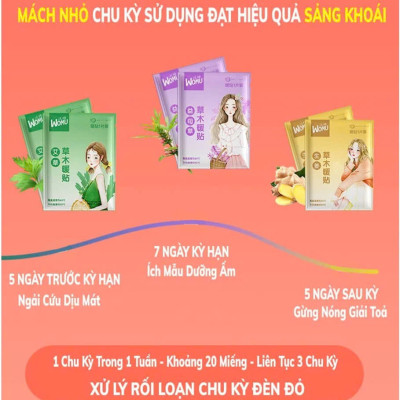COMBO 3 Miếng Dán Đau Bụng Dán Chườm Ấm Bụng Giữ Nhiệt Cơ Thể 3 Vị Thảo Dược Thiên Nhiên Chườm Nóng Văn Phòng