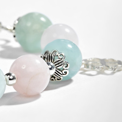 Vòng Tay Đá Beryl Đa Sắc Phối Charm Cỏ 4 Lá Bạc (8mm) Ngọc Quý Gemstones