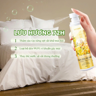 Tinh dầu xả vải Bell Home vàng 150g, Mềm vải, kháng khuẩn, hương thanh mát, lưu hương suốt ngày dài