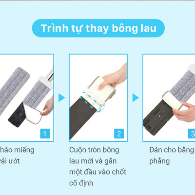 Bông Lau Thay Thế MyJae Đài Loan Sợi Fiber Cho Cây Lau Nhà Tự Vắt Kháng Khuẩn Và Cây Lau Nhà Phun Sương 33.5cm x 10.5cm