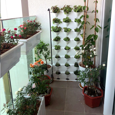 08 Chậu trồng rau thông minh Không thay đất Vertical (màu trắng) nhập khẩu Bồ Đào Nha kèm bộ tưới nhỏ giọt và bón phân Bán tự động (khu vực Không có vòi cấp)