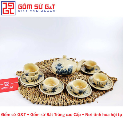 Bộ trà quả hồng trúc lâm thiết hiền men rạn Gốm Sứ G&T