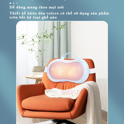 Gối Massage Hồng Ngoại, Máy Mát Xa Cổ Vai Gáy, Matxa Toàn Thân Nikio NK-135DC - Công Nghệ Xoa Bóp Chuyên Sâu, Sưởi Ấm Hồng Ngoại - Pin sạc