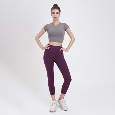Áo croptop ngắn tay tập Yoga Gym Hibi Sports CR814 kiểu basic, kèm mút ngực