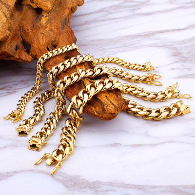 Lắc tay nam bằng Titan tinh khiết mạ 18k kiểu khoen lật - RF76