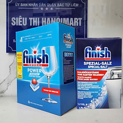 Combo Viên rửa bát Finish All in one 94 viên + Muối Finish 1,2kg