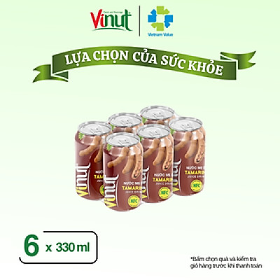 Lốc 6 Lon Nước Ép Me Vinut 330ml 