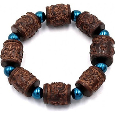 Vòng tay chuỗi hạt trụ rồng gỗ đàn hương TRNT16