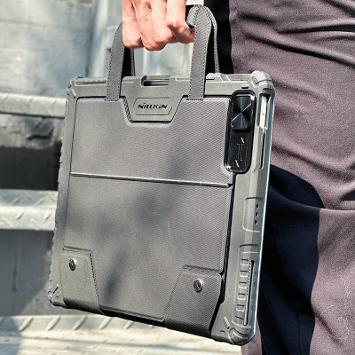 Bao da kèm Bàn Phím cho iPad Pro 11 M4 2024, iPad Pro 13 inch M4 2024, iPad Air 6 M2 11inch / Air4 / Air5 / Pro 11 inch M1-M2 hiệu Nillkin Carry Go Có Đèn Nền Tay Cầm Từ Tính Di Động/ Đèn nền 7 Màu/ Độ Sáng 4 Mức - Hàng chính hãng