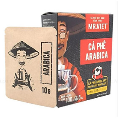 Cà phê rang xay phin giấy/ túi lọc Arabica - Mr Viet Coffee (10 gói/hộp x 10g)