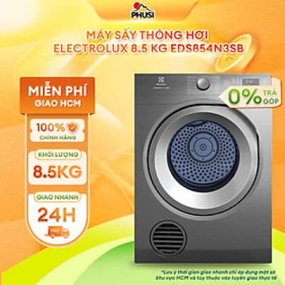 Máy Sấy Thông Hơi Electrolux 8.5 kg EDS854N3SB - Sấy Nhanh 40 Phút - Hàng Chính Hãng - Chỉ Giao HCM