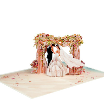 Thiệp 3D Pop Up Cổng Hoa Cưới – Thiệp Chúc Mừng Đám Cưới, Thiệp Wedding Sang Trọng, Lãng Mạn, W16