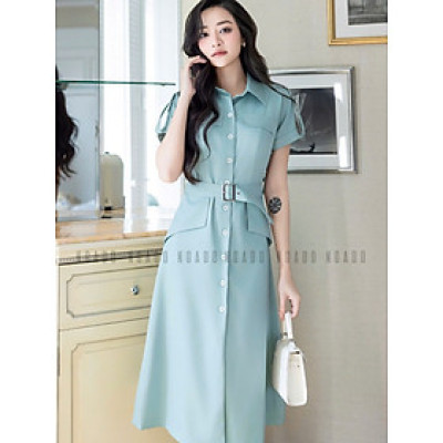 Đầm sơ mi xanh mint NGADO , đầm công sở , đầm dự tiệc