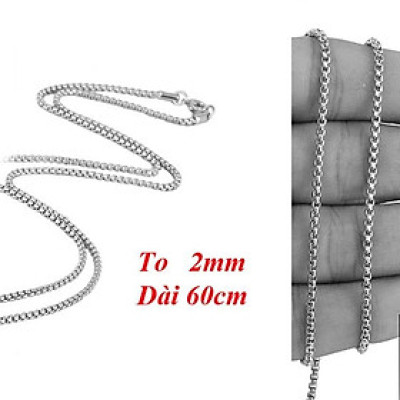 Dây chuyền nam dây xích titan cao cấp sang trọng thép không gỉ bông dừa khít trangsucpt 3mm PTDCNA50