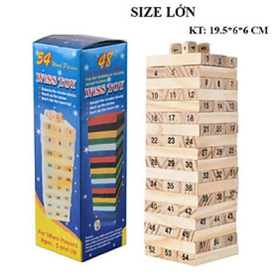Đồ Chơi Rút Gỗ Loại To (54 Thanh + 4 Xúc Xắc) - Đồ Chơi Trẻ Em Phát Triển Trí Tuệ - Đồ Chơi Thông Minh Toy