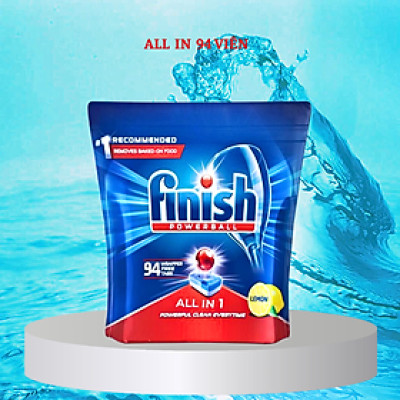 Túi 94 viên rửa chén Finish All In1 Max Dishwasher Tablets Lemon QT09440