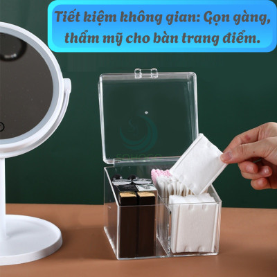 Hộp Đựng Mỹ Phẩm Đa Năng Trong Suốt- Hộp Nhựa Trong Đựng Son, Mút Trang Điểm, Bông Tẩy Trang- Hộp Đựng Mỹ Phẩm Có Nắp Sang Trọng- Hộp Trang Điểm Mini Gọn Gàng- Hộp Đựng Đồ Makeup Chia Ngăn Tiện Lợi