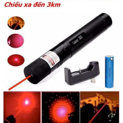 Đèn Pin Laser 303 Tia Đỏ Siêu Sáng Kèm Pin Và Sạc