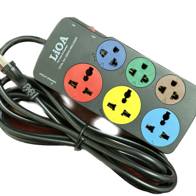 Ổ Cắm Điện 3D + 3S Dây 5m x 2 Lioa 3D3S52 - Đen