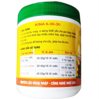 Phân bón kích thích ra hoa đậu trái Kina npk 6-30-30 + TE (hũ 500g)