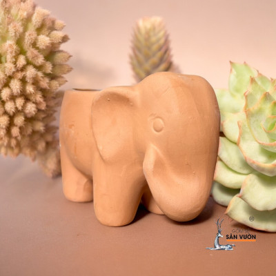 Chậu Gốm Đất Nung Hình Chú Voi Con