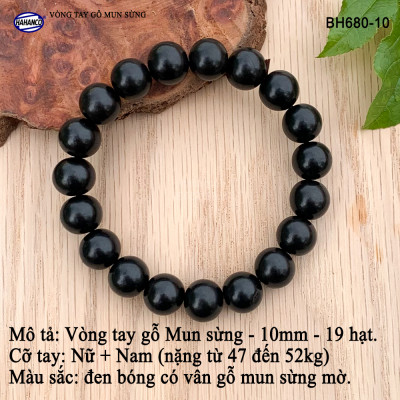 Vòng phong thủy gỗ Mun Sừng đen bóng (đủ Size) dành cho người có địa vị, thăng tiến trong công việc (BH680)
