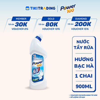 Chai Nước Tẩy Bồn Cầu Và Nhà Tắm POWER100 Hương Bạc Hà 900ml