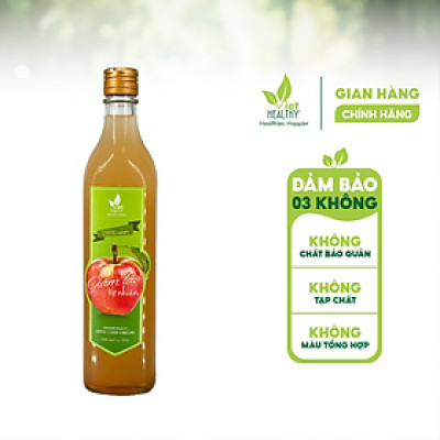 Giấm táo tự nhiên Viet Healthy 500ml- Dấm táo nguyên chất viethealthy có tác dụng rửa sạch tồn dư hóa chất, làm giảm ợ nóng trào ngược dạ dày, sỏi thận, ổn định đường huyết, giảm cân an toàn