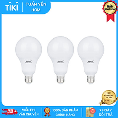 Bộ 3 Bóng Đèn LED Bulb MPE 5W 6000-6500K E27 Ø55 - Ánh sáng trắng