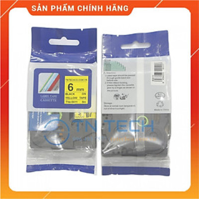 Nhãn In TNE-S611 - Đen nền vàng 6mm x 8m - Dùng cho máy in BROTHER - AIMO - PUTY [Hàng nhập khẩu]