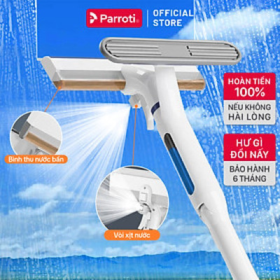 Cây lau kính, gạt chùi kính 4 trong 1, cán nhôm độ dài linh hoạt, thu nước trên kính, có phun sương Parroti Shiny SN04