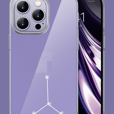 Ốp Lưng dành cho iPhone 14 Pro Max Cứng Trong Suốt Chống Ố Vàng siêu mỏng Đính Đá hiệu Memuni Diamon - Hàng nhập khẩu