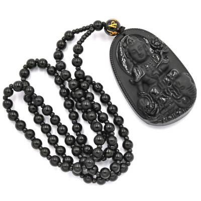 Vòng cổ Phổ hiền bồ tát thạch anh đen 6 cm MDS2