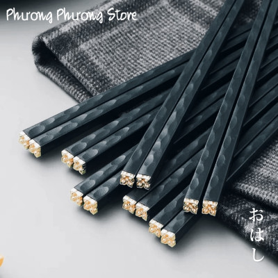 SÉT 5 ĐÔI ĐŨA HOA ANH ĐÀO KHẢM VÀNG KHẢM BẠC CHẤT LIỆU SỢI THỦY TINH CHỊU NHIỆT CAO CẤP