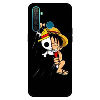 Ốp Lưng in cho Realme 5 Mẫu Mũ Rơm Nền Đen - Hàng Chính Hãng