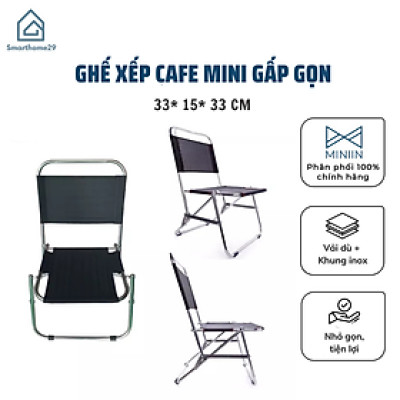 Ghế xếp gấp gọn vải dù, khung inox, Ghế xếp cafe mini lưng thấp tiện lợi cho du lịch dã ngoại, câu cá, bàn trà - Chính hãng MINIIN 