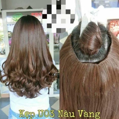 Kẹp tóc giả chữ u️ tóc 3/4 đầu xoăn ngắn 45cm