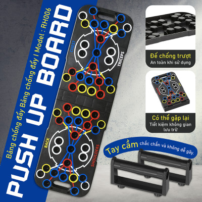 Dụng cụ hít đất RH006 tập thể thao tại nhà kèm bàng chỉ dẫn theo màu sắc tập trung các nhóm cơ chính - Kèm d