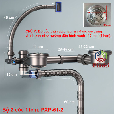 Xi Phông Chậu Rửa Bát Pimisi PXP-61-2 Tối Ưu Không Gian Nhà Bếp Với Hệ Thống Thoát Nước Tối Ưu, Cơ Chế Ngăn Mùi Hiệu Quả | Chính Hãng