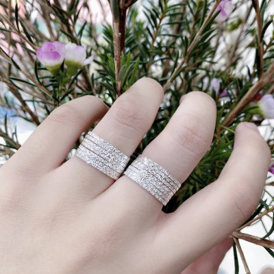 Nhẫn Nữ Bạc 925 Nhẫn Tuần Kiểu Phay Máy 3D Sáng Đẹp Bạc Hiểu Minh NU486