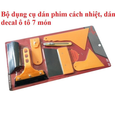Bộ dụng cụ 7 món dùng dán Tem Decal xe Ô tô Xe Máy - Tặng 1 bộ dán gương hậu