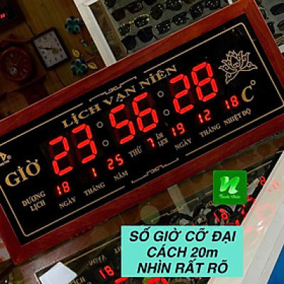 Đồng hồ LED LỊCH VẠN NIÊN khung gỗ TRỌNG TÍN MH8039 size 72x5x30cm đẹp sang trọng bền bỉ