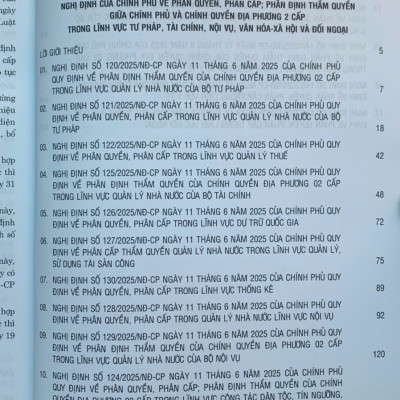 Hệ thống các nghị định của Chính phủ về phân quyền, phân cấp, phân định thẩm quyền giữa Chính phủ và chính quyền địa phương 2 cấp trong lĩnh vực tư pháp, tài chính, nội vụ, văn hóa - xã hội và đối ngoại (có hiệu lực thi hành từ 01/7/2025)
