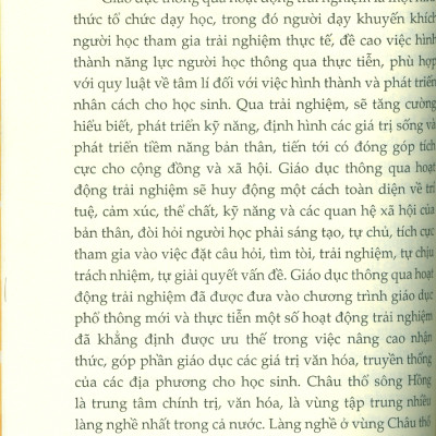 Mô Hình Giáo Dục Giá Trị Văn Hoá Truyền Thống Cho Học Sinh Trung Học Phổ Thông Thông Qua Hoạt Động Trải Nghiệm Làng Nghề (Nghiên Cứu Ở Vùng Châu Thổ Sông Hồng) 