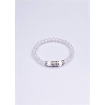 Vòng tay phong thuỷ đá Mã Não trắng 6 ly mix Charm ống ngắn Anqlo